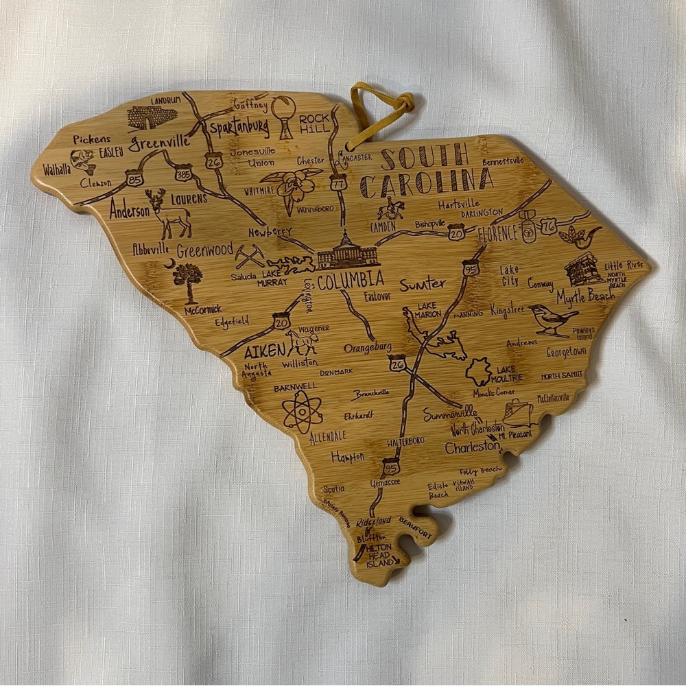 Totally Bamboo South Carolina Cutting Charcuterie Board With Cities Wood Hang